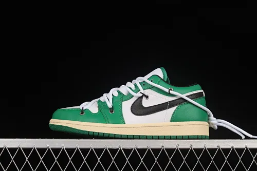 All categories Air Jordan Jordan series basketball shoes Air Jordan 1 Low Air Jordan 1 Low AJ1 Joe 1 customized version white and green color deconstruction sports culture basketball shoes 553560-129